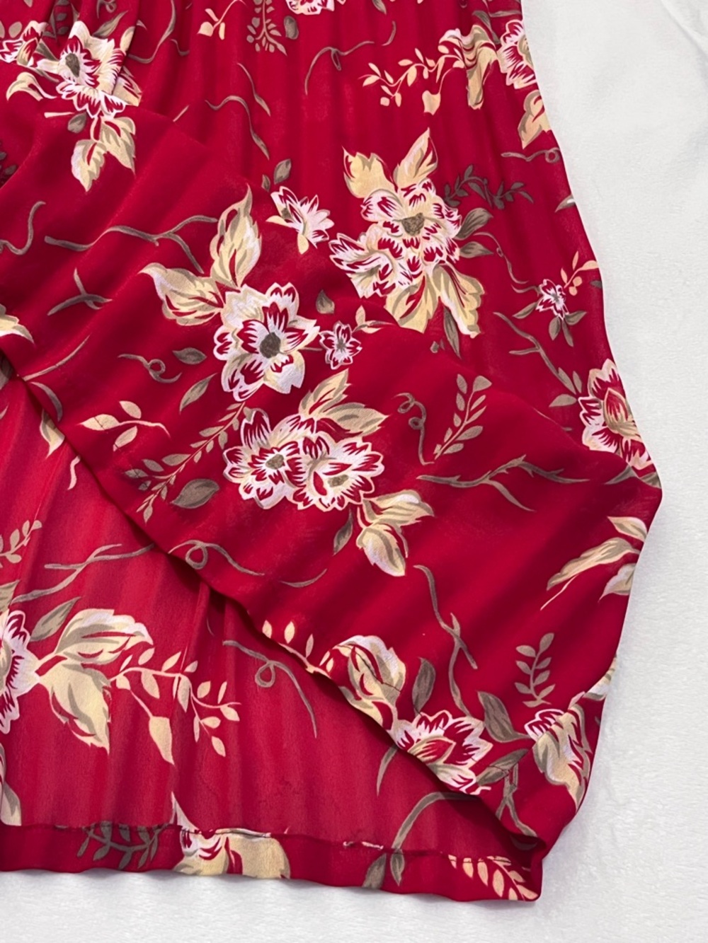 Sag Harbor Women’s Vintage Red Floral Polyester Accordian Pleated Midi Skirt L - Picture 11 of 16